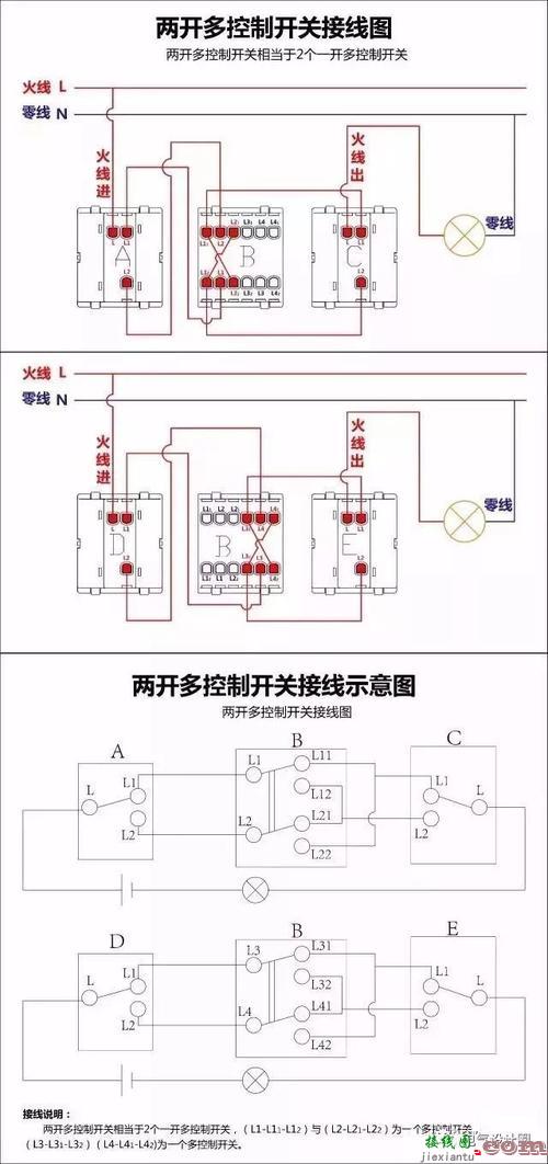 三控三联开关实物接线-三控开关实物接线图  第9张