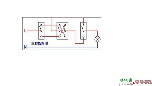 3开关控制一个灯电路图-3个开关控制1灯接线图  第2张