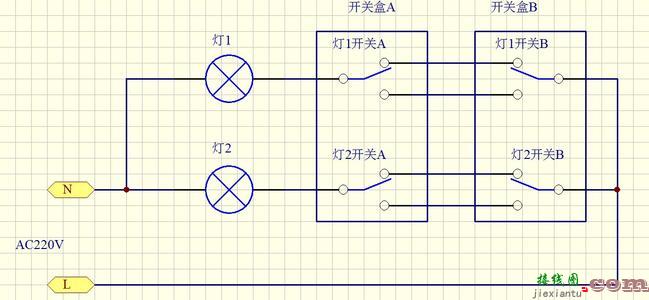 双控双联开关两灯接线-双联双控开关接线图  第3张