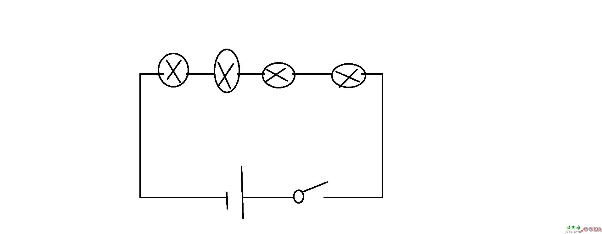 灯泡并联电路及接线图-两个灯泡串联的实物图 第5张