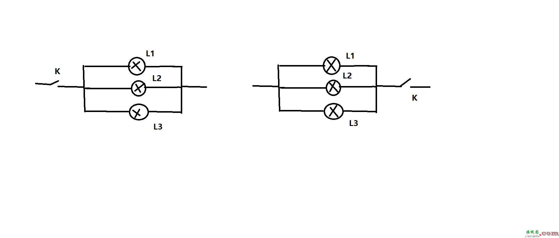 灯泡并联电路及接线图-两个灯泡串联的实物图 第9张