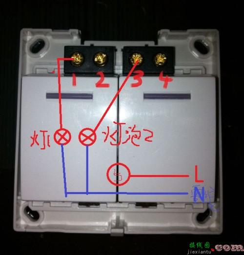 两个开关控制一灯接线-一灯一插座开关接线图  第22张