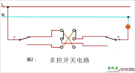 两灯两控开关接线图解-220伏灯泡与开关怎么接  第3张