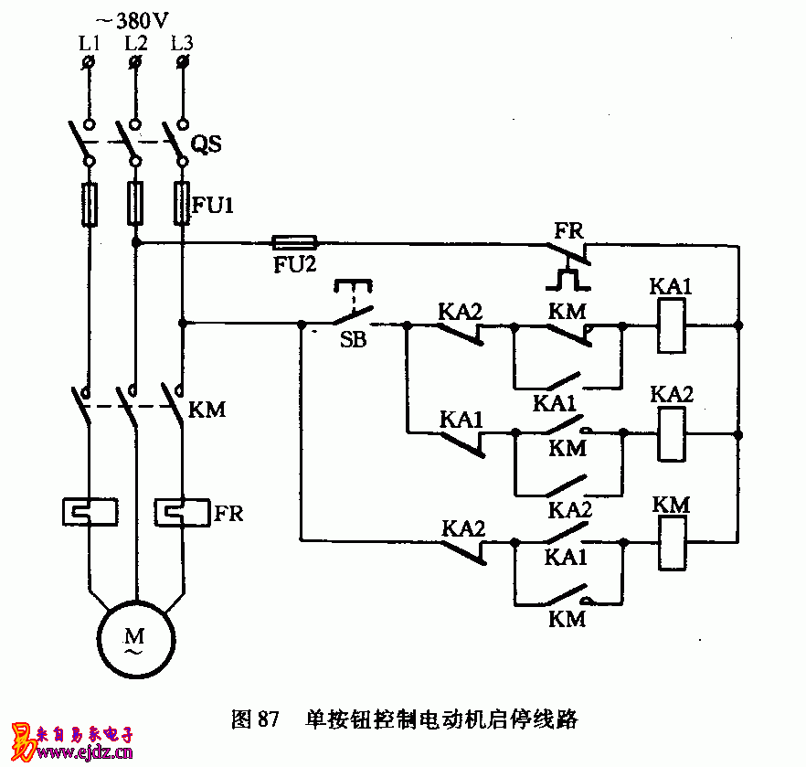 双按钮控制启停电路图-启停按钮接线图  第2张