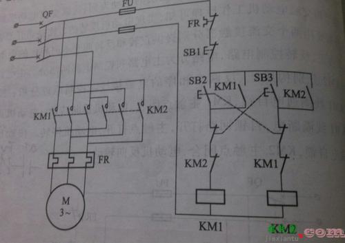 点动控制电路图-单相电机正反转接线图  第1张