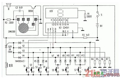 八路数显抢答器设计电路图  第1张