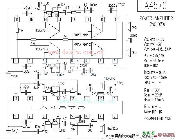 LA4570音频放大电路图,LA4570AMPLIFIER  第1张