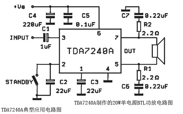 TDA7240A制作的20W单电源BTL功放电路图  第2张