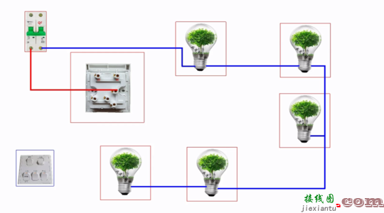 电灯双控开关接线图-220v灯泡开关实物接线图  第1张