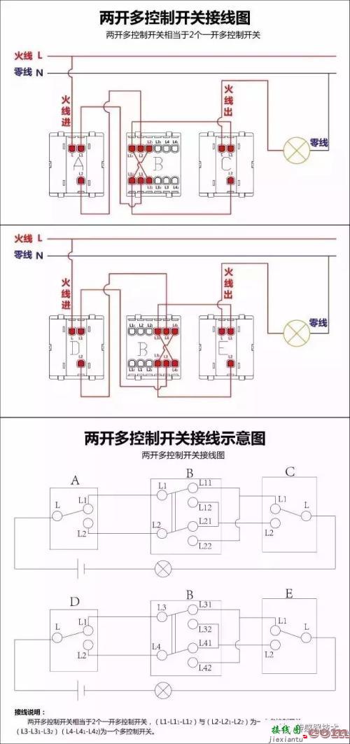 开关接线图-220v灯泡开关实物接线图  第9张