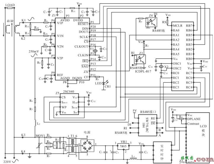 用ADE7753制作的单相复费率电能表接线图  第2张