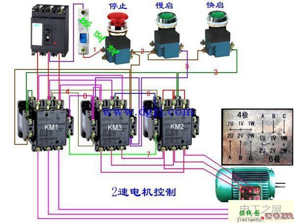 高低速电机实物接线图_双速电机高低速接线图  第3张