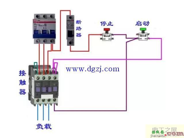 电工施工中断路器和接触器控制回路接线图  第1张