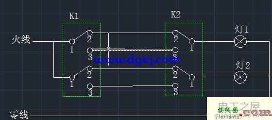单联双控和双联双控及三联双控开关接线图  第3张