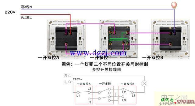 三控开关接线图_三控开关接法实物图  第2张