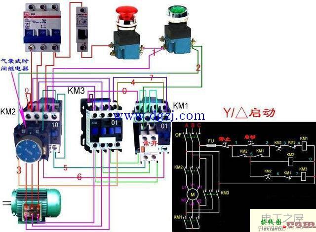 星三角启停电路控制及接线图  第3张