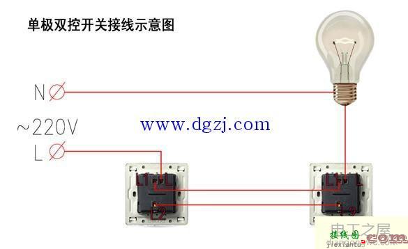 一灯两个开关怎么接线?一灯双控开关接线图实物图  第1张