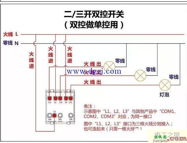 三开双控开关接线图解  第3张