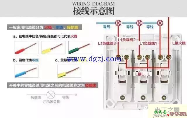 三联单控开关实物接线图  第2张