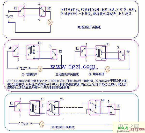 三联单控开关实物接线图  第1张