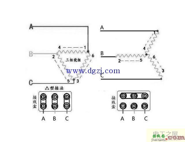 电动机星三角降压启动实物接线图  第1张