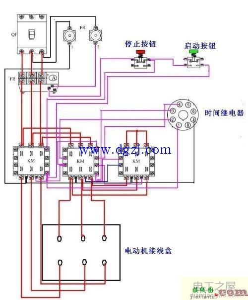 电动机星三角降压启动实物接线图  第6张