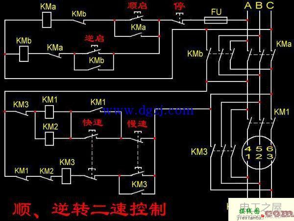 双速电机正反转接线图_正反转双速电机原理图  第1张