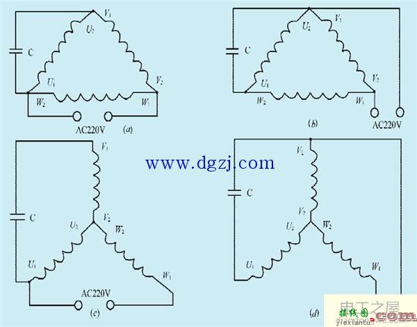 三相异步电机作单相运行接线图  第1张