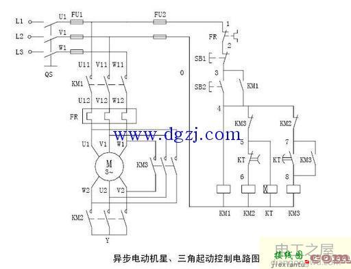 cjx2接触器星三角降压启动接线图  第1张