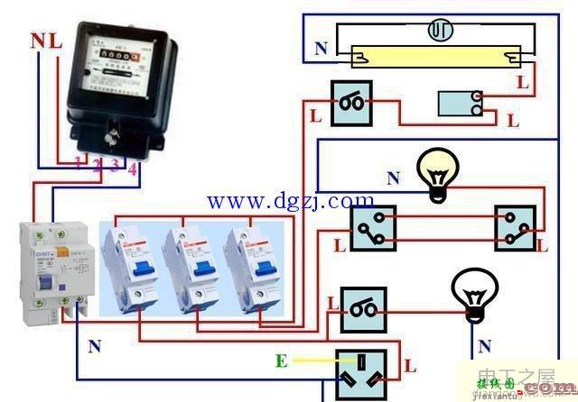 家庭照明电路接线原理和接线图  第4张