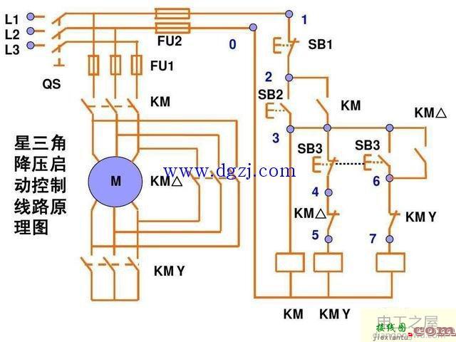 电动机星三角降压启动接线图  第1张