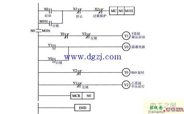 三相异步电动机降压启动接线图和梯形图  第3张