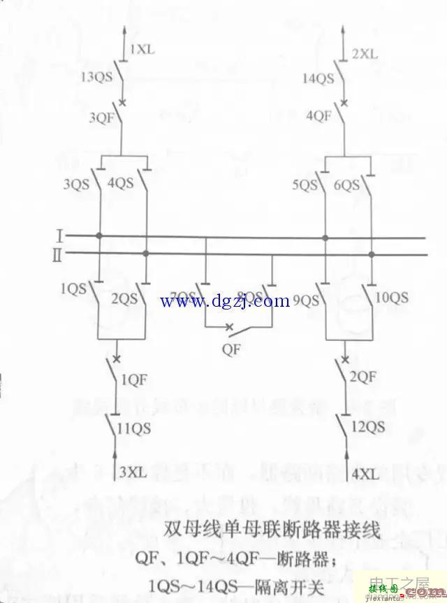 双母线单母联断路器接线图  第1张