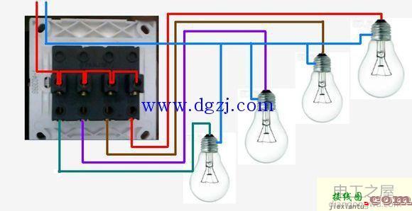 四联开关怎么接线?四联开关实物接线图  第1张