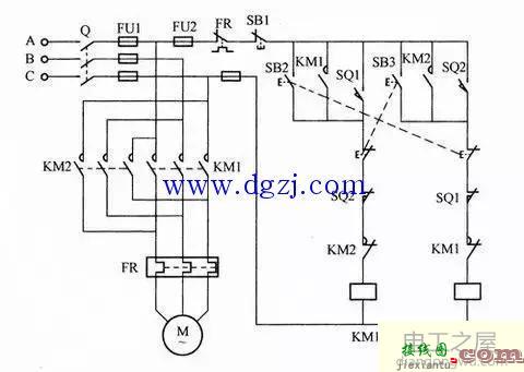 行程开关控制电路图_行程开关正反转接线图  第1张