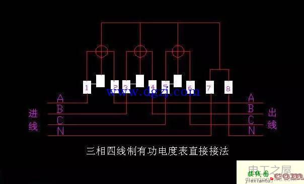 三相四线制电表接线图_三相4线电表实物接线图  第1张