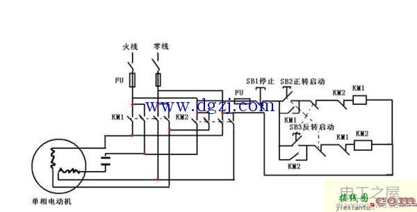 单相电机正反转接线图四根线  第1张