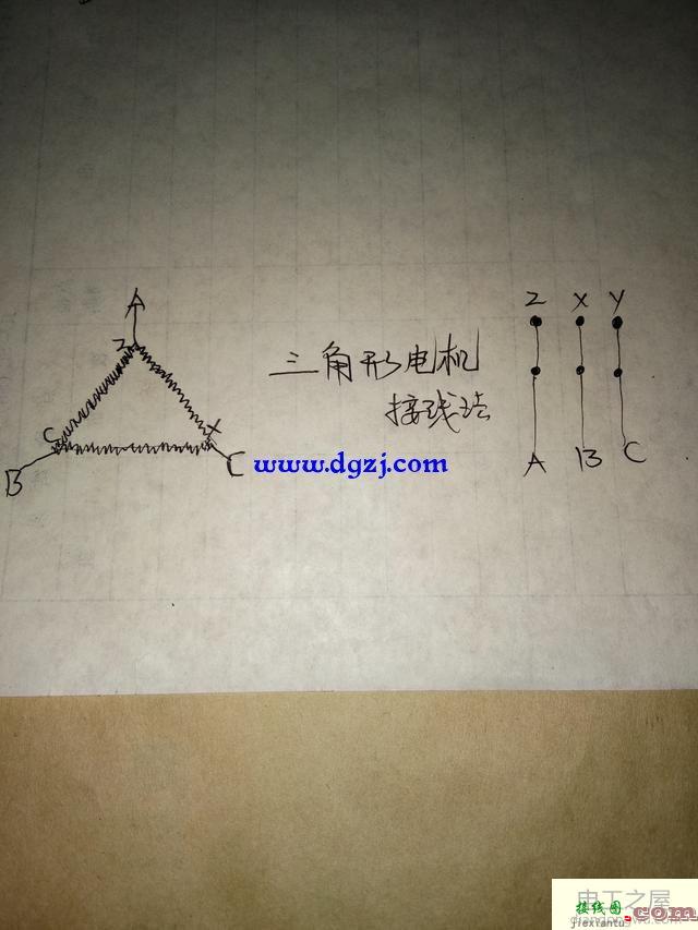 电动机三角形实物接线图_电动机三角形接线原理图  第2张