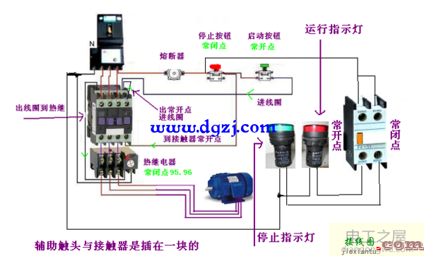 热继电器和交流接触器接线图及指示灯实物图  第1张