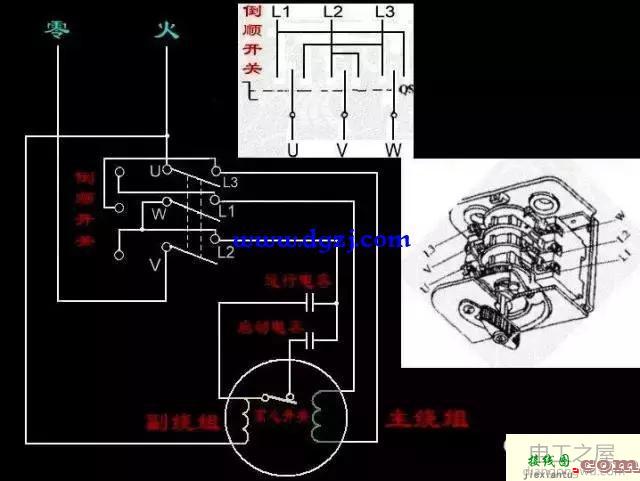 单相电机倒顺开关正反转接线图  第3张