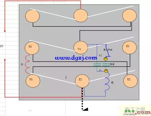 单相电机倒顺开关正反转接线图  第1张