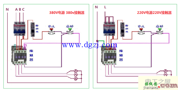 220v和380v接触器实物接线图  第1张