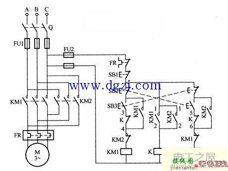 防相间短路的电动机正反转电路接线图  第1张