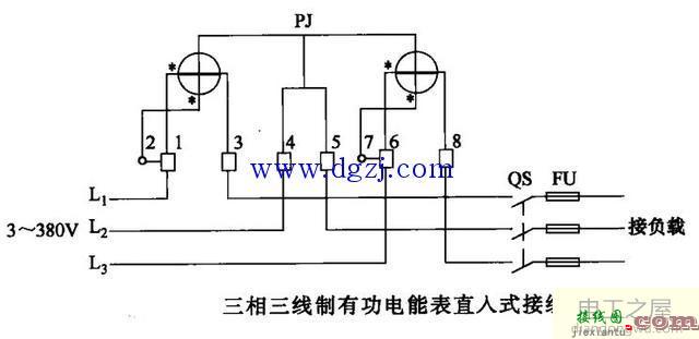 三相四线电表怎么接线图  第1张