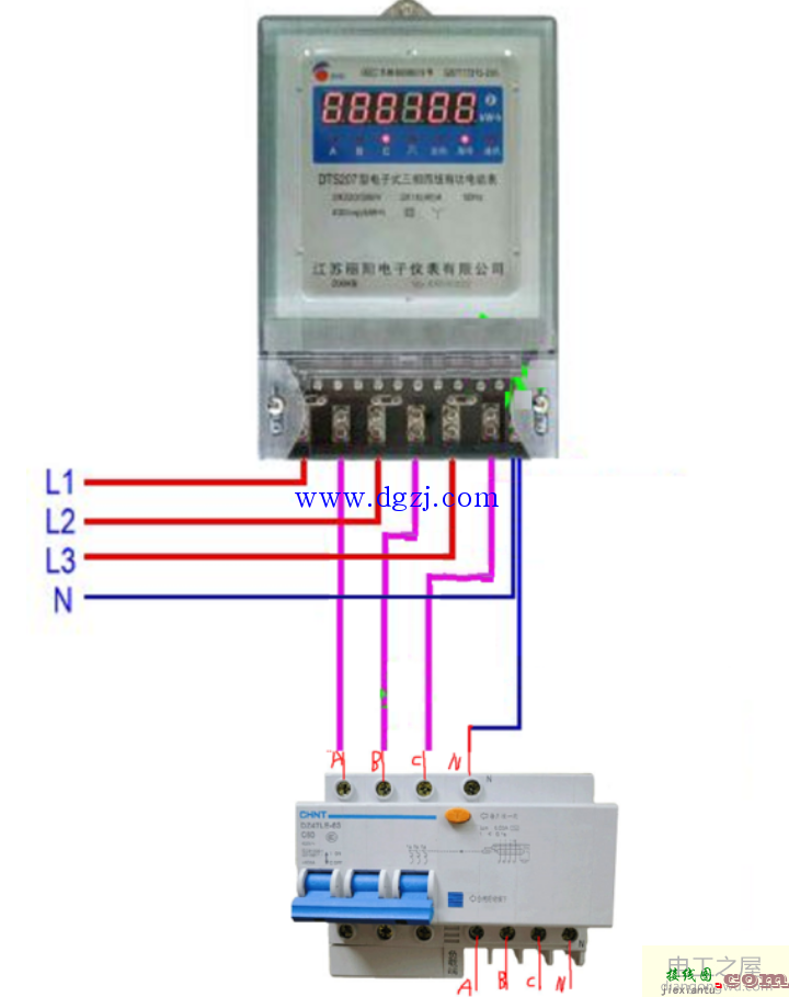 三相漏电断路器接线图_三相四线断路器接线图  第1张