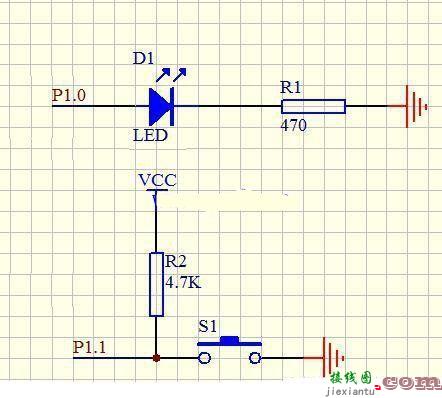 按键控制led实现闪烁和亮灭电路图  第1张