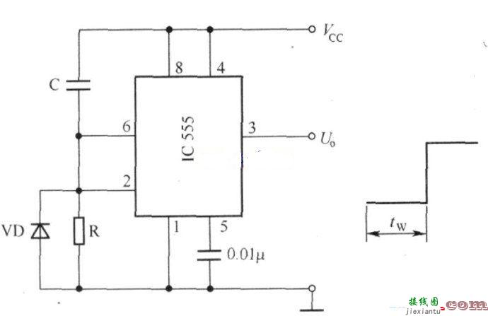 NE555延时输出高电平电路图  第2张