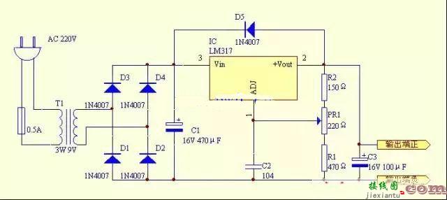自制LM317稳压电源电路图  第2张