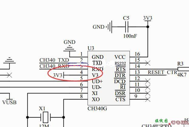 CH340的5V和3V供电电路图比较  第1张