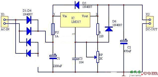自制lm317可调稳压电源电路图  第2张